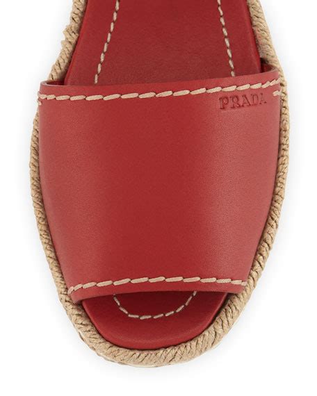 prada espadrille platform sandal|Prada espadrille flat sandals scarlatto.